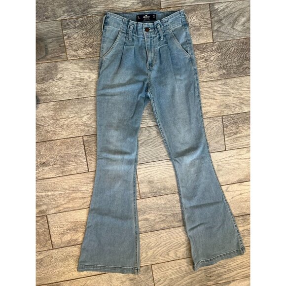 Hollister High Rise Flare Denim Jeans 5L 5 Long Boho Hippie 27 x 33 Baggy 27x33 - Picture 1 of 9